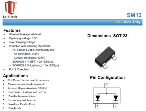 电力载波通信专用防静电器件 以Leiditech ESD保护方案为例